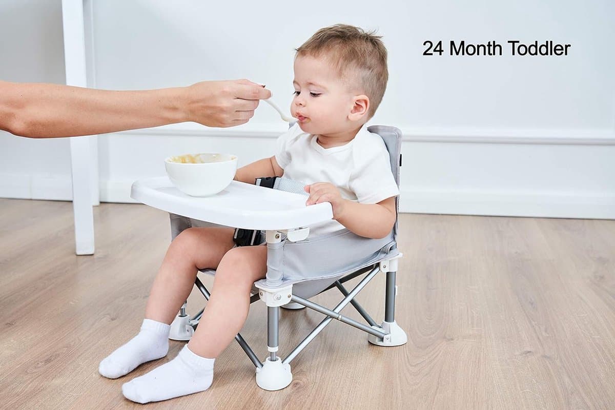 Babystoel, zitverhoging, draagbaar babyzitje, kinderstoel, compacte inklapbare booster, hoge stoel met riem voor binnen en buiten, ideaal voor camping, strand, gazon (zitverhoging) thumbnail 8