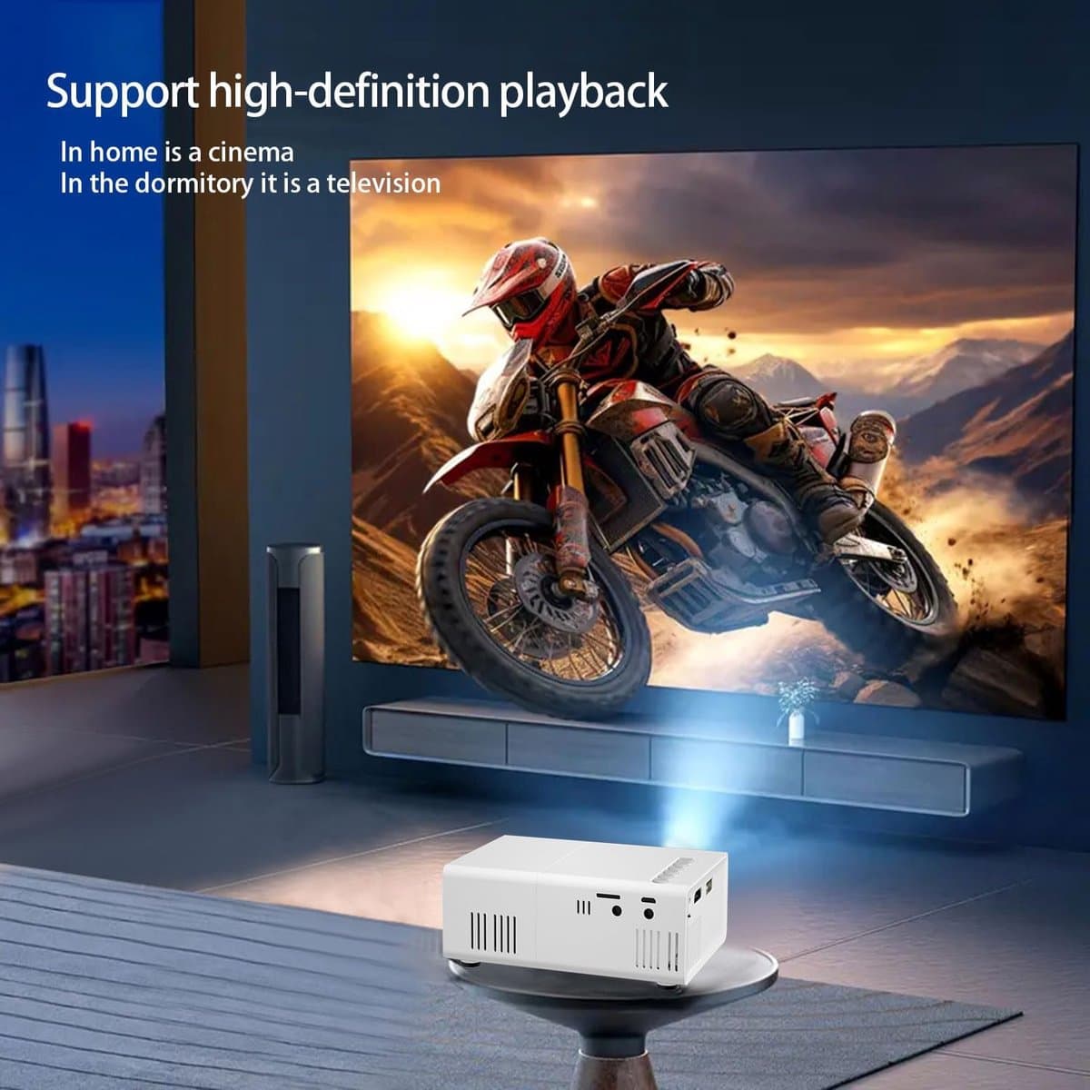 Mini Projector Draagbaar - Full HD 1080P - Beeld tot 60 Inch (150 cm) - Ingebouwde Stereo Speakers - Voor Thuis, Buiten en Presentaties thumbnail 5