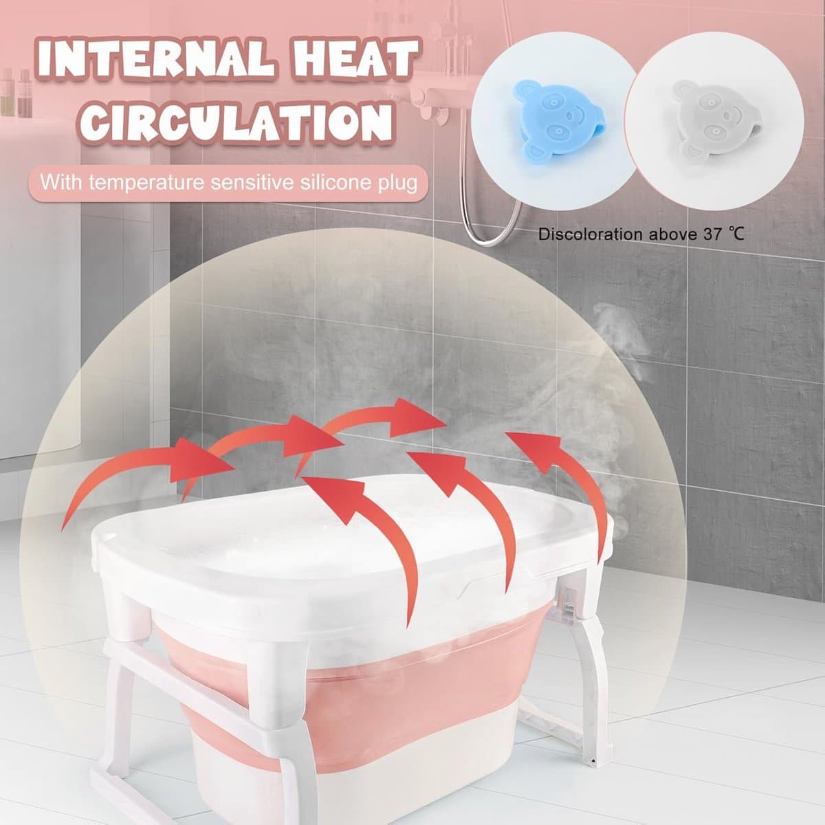 3-in-1 Opvouwbare Babybadkuip met Temperatuurmeting - Voor Baby's van 0-6 Jaar thumbnail 2