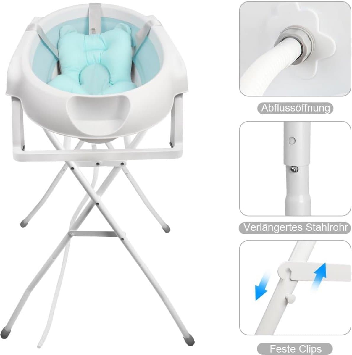 Opvouwbare Babybadkuip met Standaard en Antislip - Draagbaar en Ergonomisch thumbnail 6