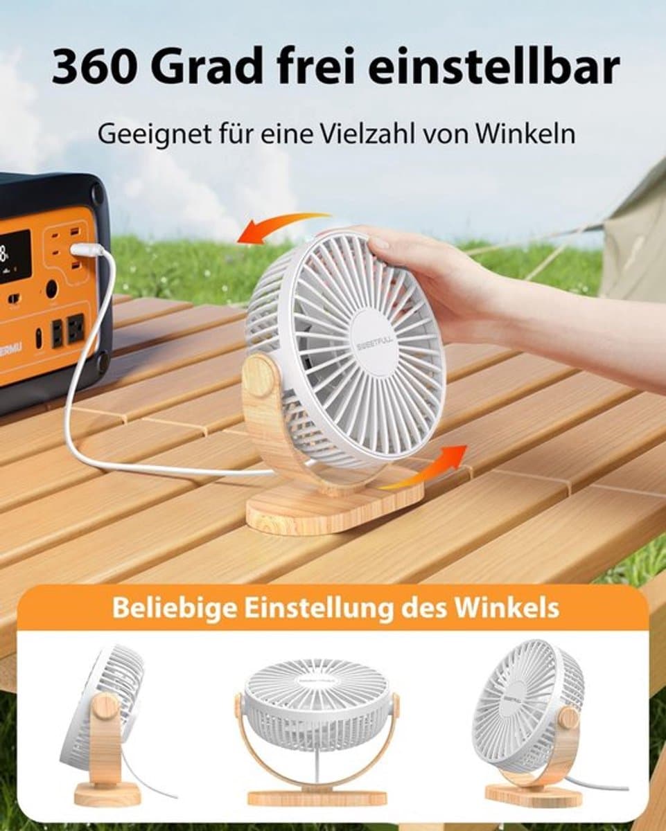 Solvix tafel ventilator geluidloos - Mini Tafelventilator - Plastic - Stil en Lichtgewicht - 3 Snelheden - Voor Thuis, Kantoor en Buiten thumbnail 5