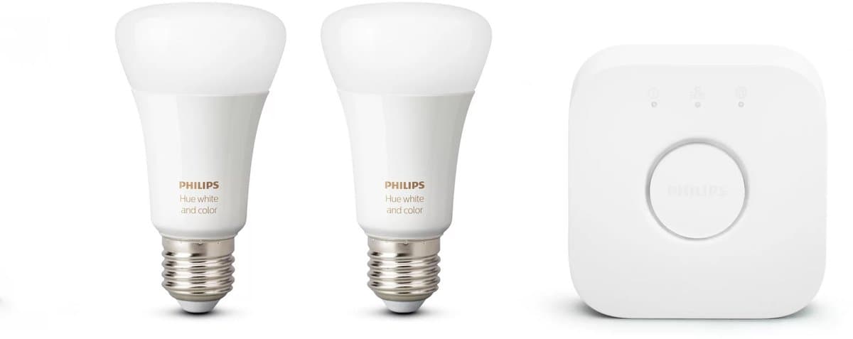 Philips Hue Starterspakket E27 Lichtbron met Bridge - White and Color Ambiance - 2 x 9W - Bluetooth thumbnail 2