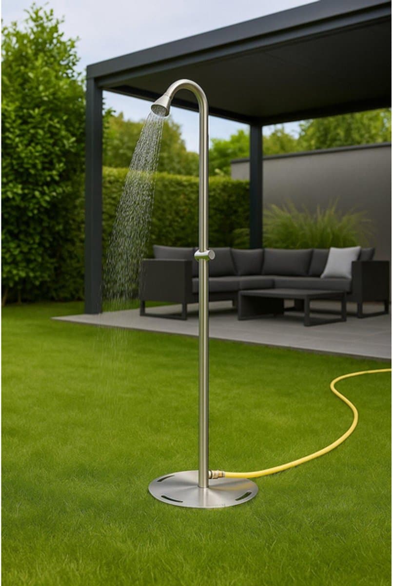 Fortifura Outdoor Verplaatsbare Buitendouche - RVS 316 - tuinslang aansluiting - PVD - Geborsteld RVS