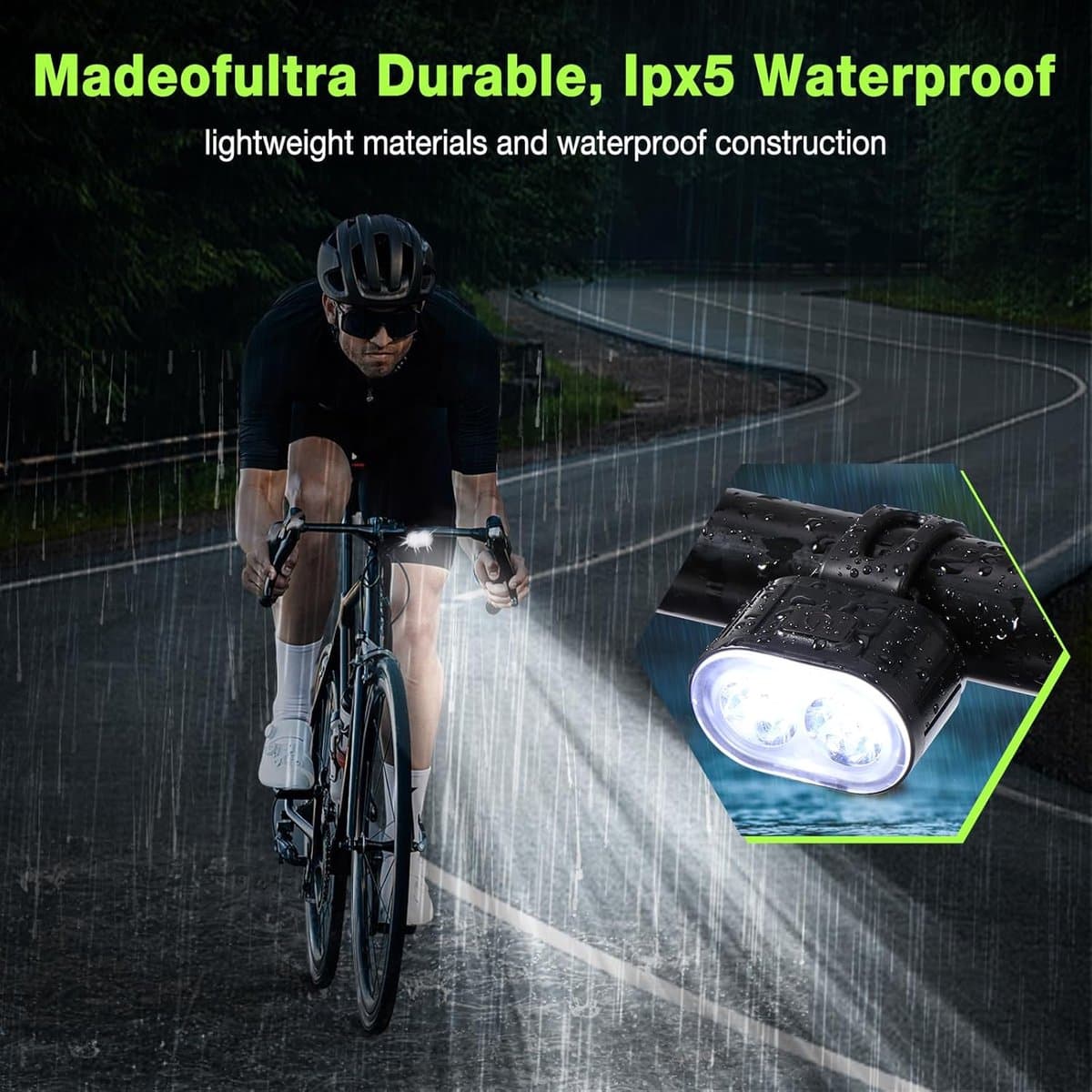 Fietsverlichting Set - Voor en achter - Veilig Fietsen - USB Oplaadbaar - IPX4 Waterdicht - Zwart thumbnail 7