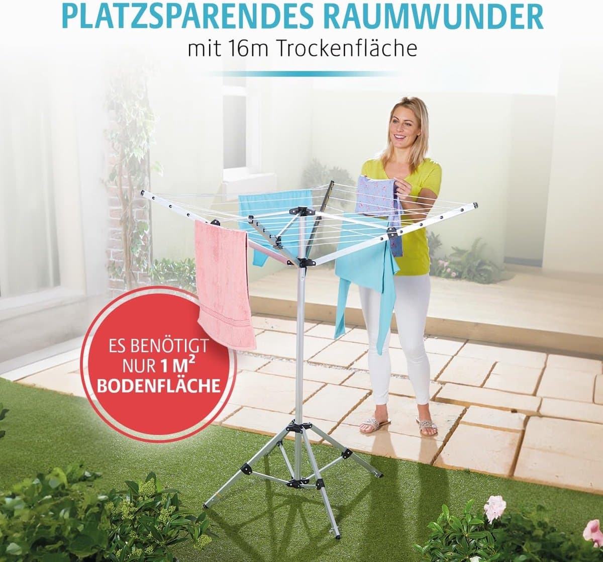Droogmolen - Droogrek inklapbaar - Was drogen - Ruimtebesparend ontwerp - 16 meter lijn - Grijs thumbnail 5