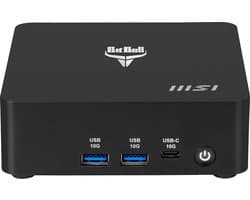 BitBull Ultra 7 NUC 16-Core Mini PC Compleet|64GB RAM|4TB SSD|Intel 155H@1.4-4.8GHz|WIFI 6E|Bluetooth 5.3|LAN 2.5Gbps|2x HDMI|2x Thunderbolt 4|Powered by MSI Cubi AI|W11 PRO
