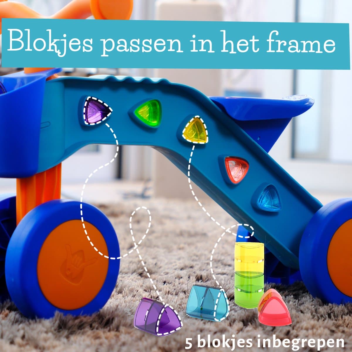 Chillafish Loopfiets 1 jaar voor jongens en meisjes met speelblokken - Loopwagen voor peuters tot 3 jaar met mandje - Blauw - Lichtgewicht - Stille anti slip banden voor binnen en buiten - Stabiele vierwieler - Model Itsibitsi thumbnail 2