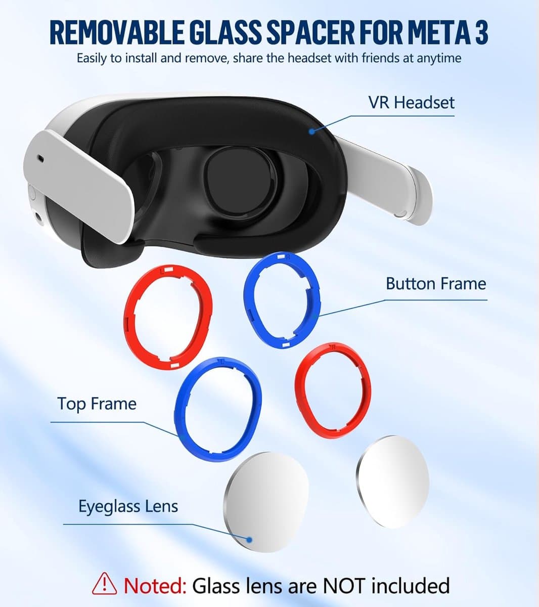 VR Magnetische Frame Bril Spacer voor Oculus/Meta Quest 3, Lenzen Insert Bril Lens Protector Accessoires, Anti Krassen Glas Spacer Bescherming voor Oculus Quest 3 Headset thumbnail 5