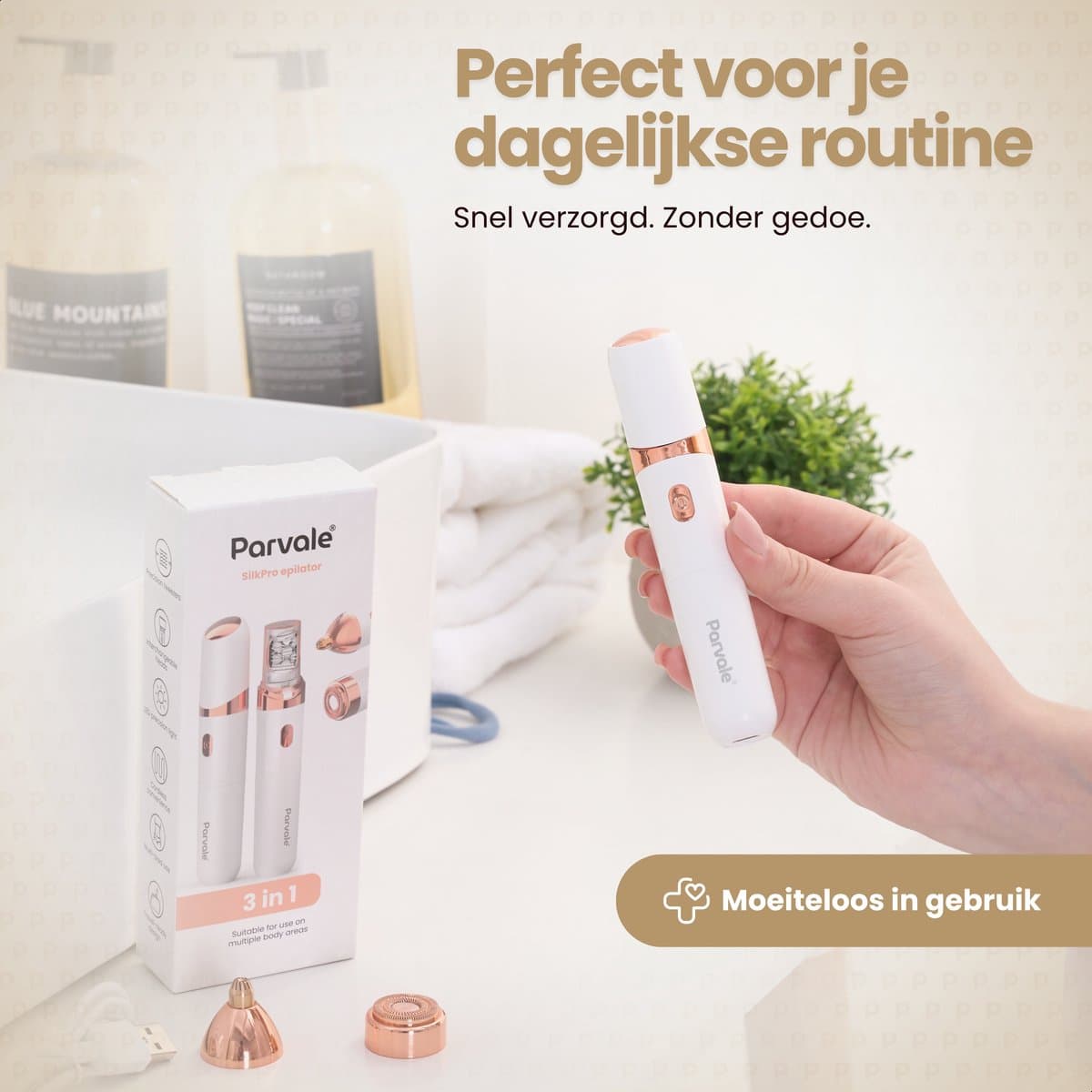 Parvale® 3 in 1 Epilator SilkPro - Epileerapparaat Dames - Epilator - Gezichtsepilator Vrouw - Gezichtsontharing Dames - Epilator Gezicht - Epilator Dames - Gezichtsepilator dames thumbnail 7