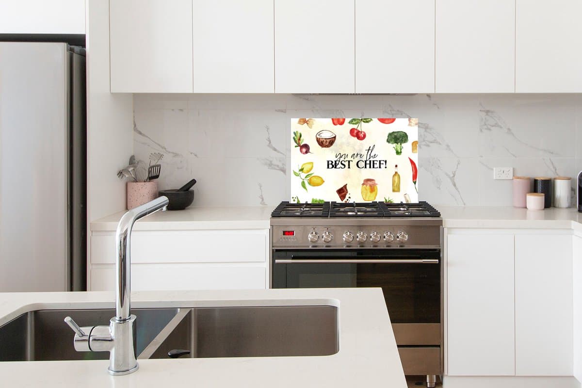 Spatscherm keuken 60x40 cm - Kookplaat achterwand Tekst - You are the best chef - Koken - Eten - Kok - Keuken - Hobby - Spreuken - Muurbeschermer - Spatwand fornuis - Hoogwaardig aluminium thumbnail 6