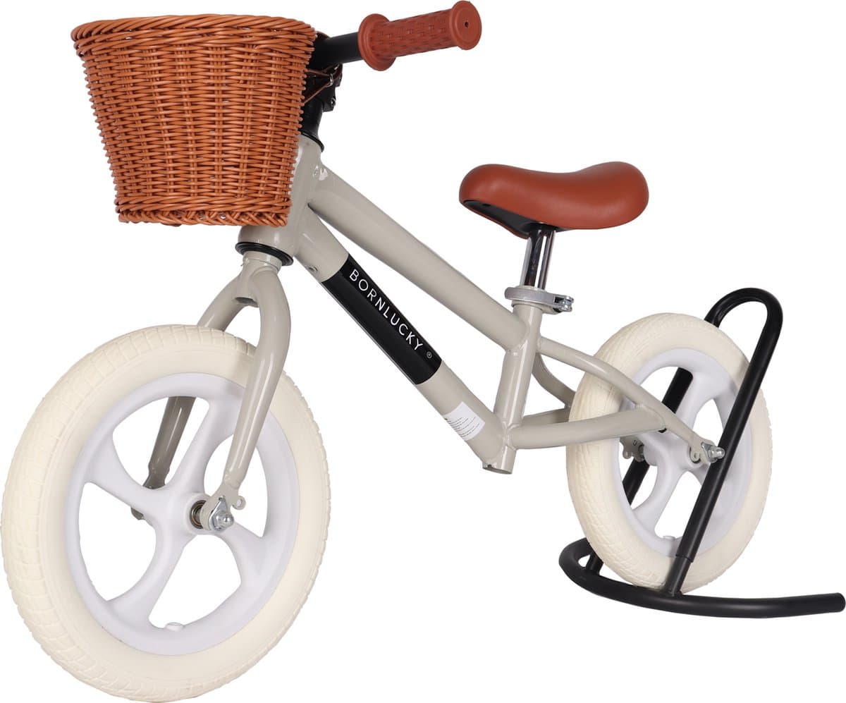 Born Lucky® Loopfiets Met Fietsmand– Vanaf 2 jaar – 12 inch massieve banden - Verstelbaar Zadel & Stuur – Olijf Groen thumbnail 8