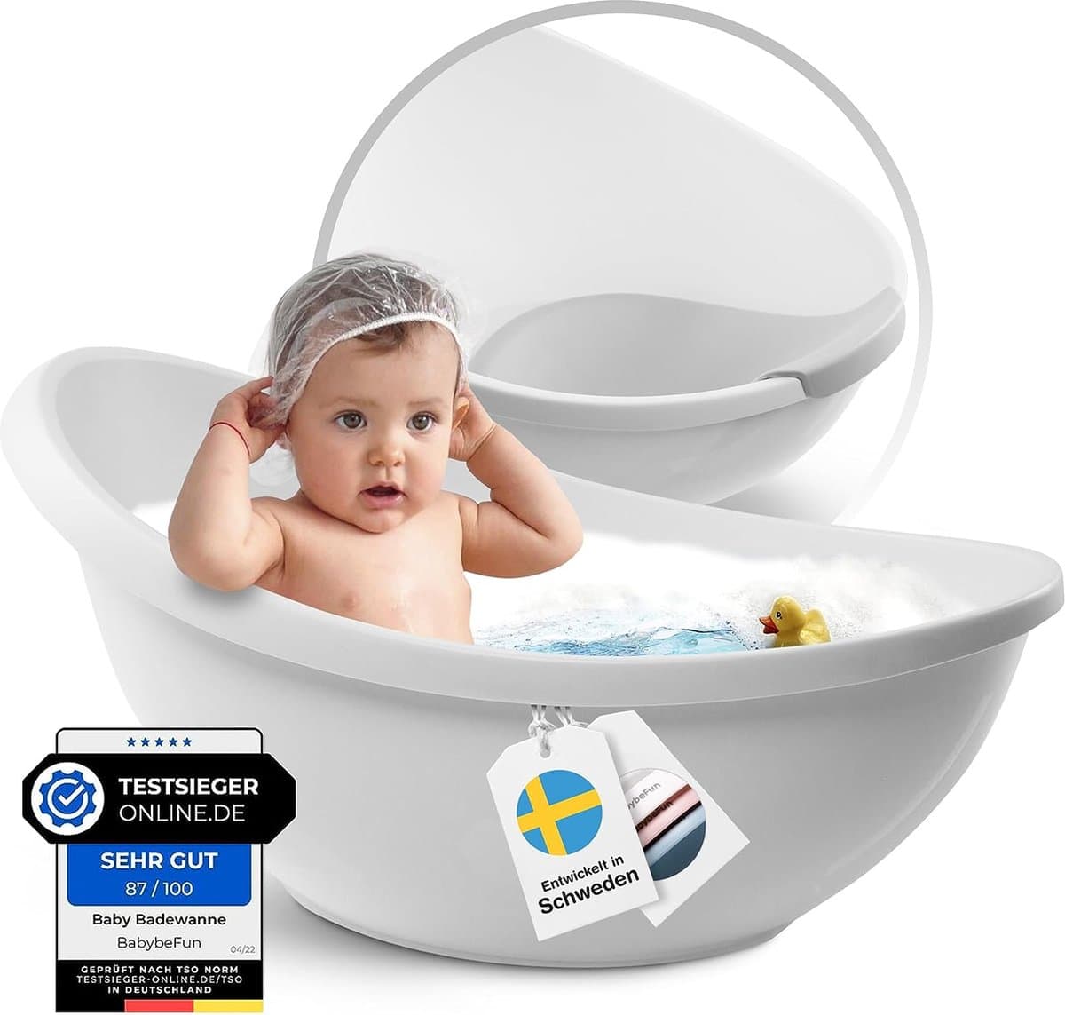 Babybadkuip met inzetstuk voor pasgeborenen [testwinnaar] antislip babybad voor baby's en peuters [0-12 maanden] babykuip voor douche badkuip wit | kleur kiezen ..