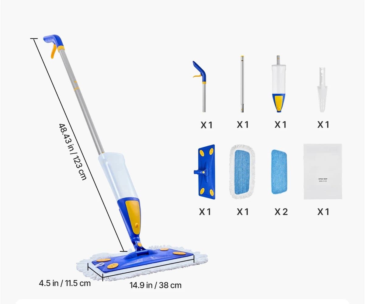 Solayne Dweil - Dweilsysteem - Spray mop - Dweilstok - Dweilmop - Met waterreservoir - 2 in 1 - Vloerreiniger - Incl. wasbare pads thumbnail 7