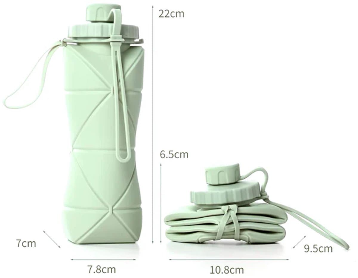 Opvouwbare waterfles 600 ml - Lekvrij - Ruimtebesparend - Compact - Hitte- en Koudebestendig - Inklapbaar - Siliconen - BPA-vrij - Ideaal voor sport, reizen en dagelijks gebruik thumbnail 3