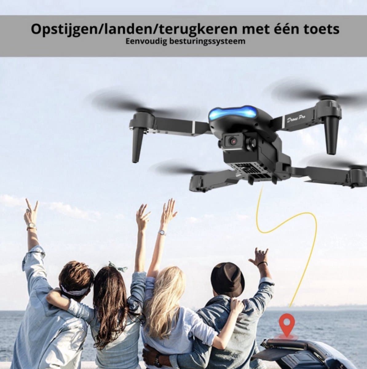 CB-Goods Drone met 4K Camera – Mini Drone voor Binnen & Buiten – Live View – Opvouwbaar – Return to Home – Obstakelontwijking – Inclusief Opbergtas – Voor Beginners & Gevorderden thumbnail 2