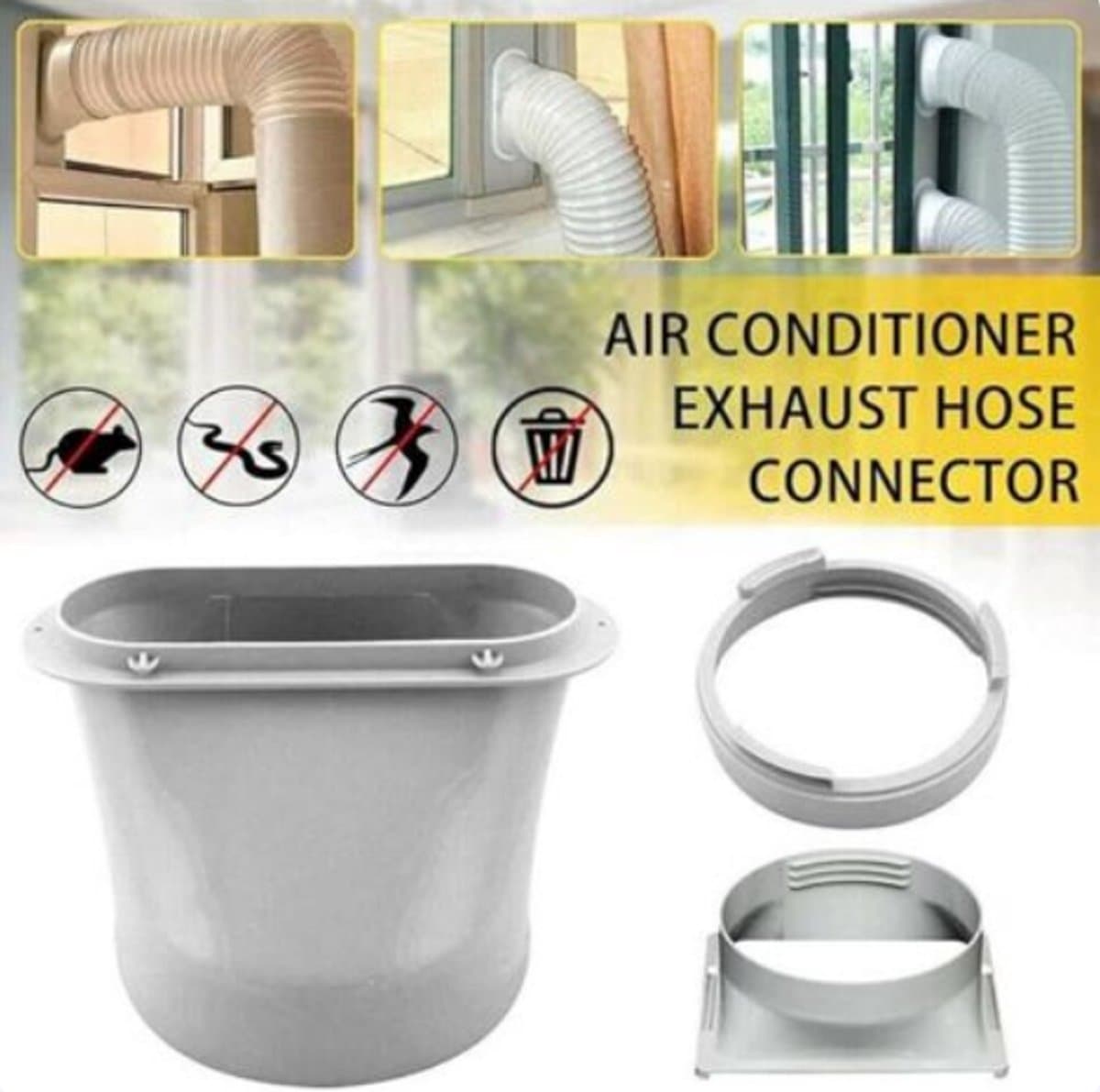 Airconditioner uitlaatslang connector - 150 mm - PVC - Mobiele airconditioner unit slang connector - Eenvoudige installatie - Snelle warmteafvoer - Grijs thumbnail 3