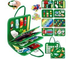 Montessori speelgoed busy board voor peuters – 8 pagina's Montessori Activiteitenboek voor kleuters - Voelbaar sensorisch activiteitenbord voor fijne motoriek - Educatief reisspeelgoed voor baby's, jongens en meisjes