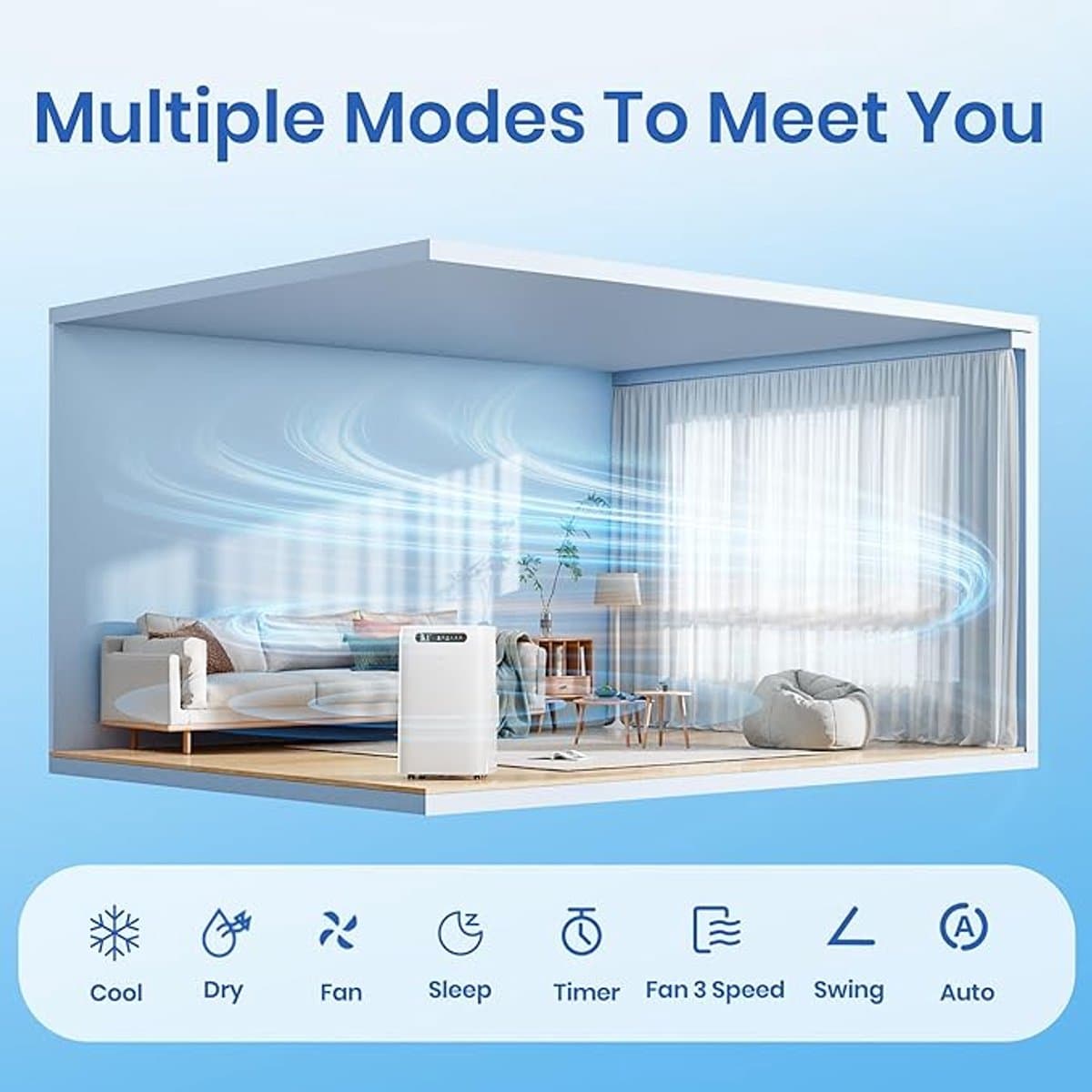 Mobiele airco 14000 BTU stille airconditioner met ontvochtiger slaapstand afstandsbediening 65 m² thumbnail 6