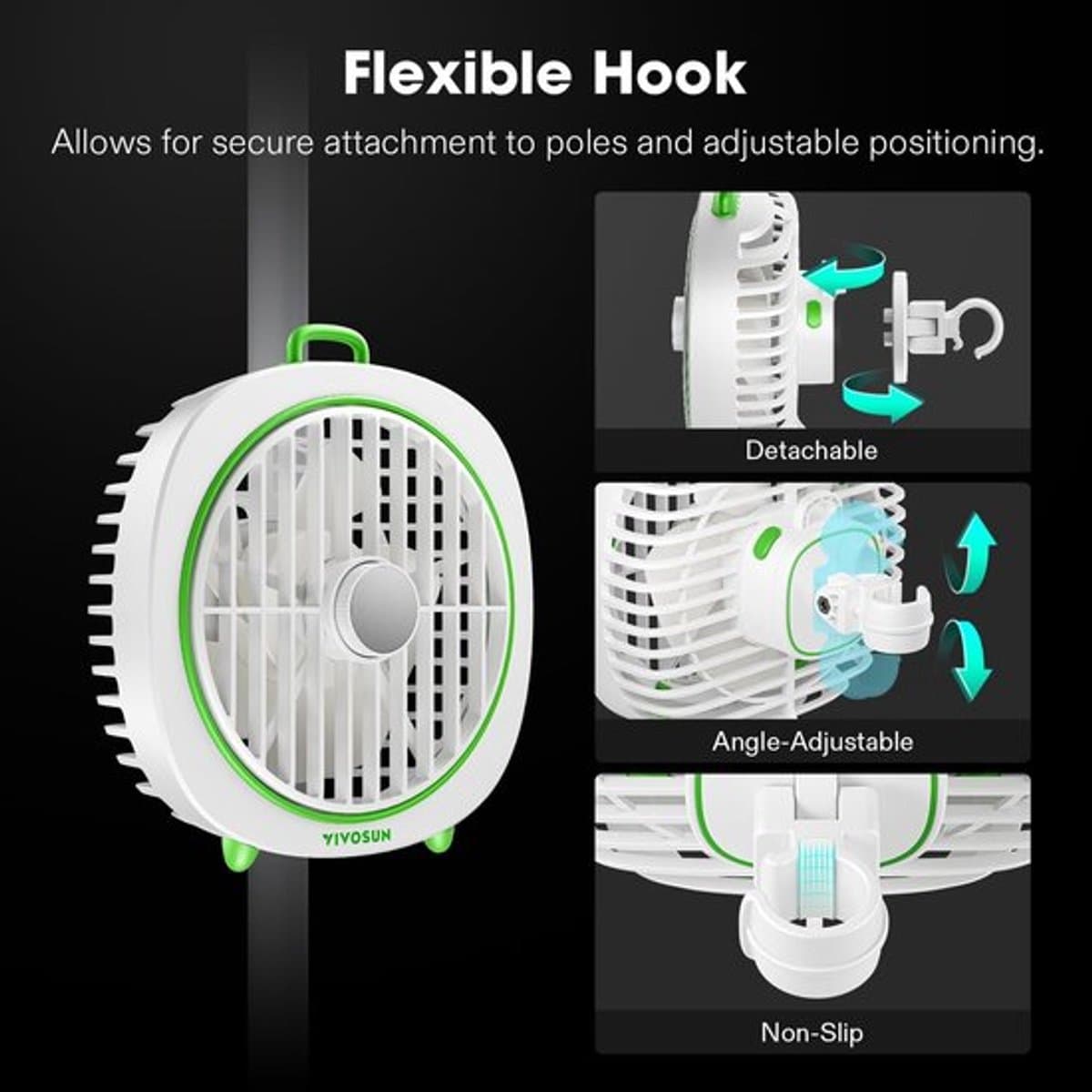 Solvix tafel ventilator geluidloos - Grow Tent Ventilator - Wit - 3 Instellingen - Verstelbare Hoek - Voor Hydroponics thumbnail 4