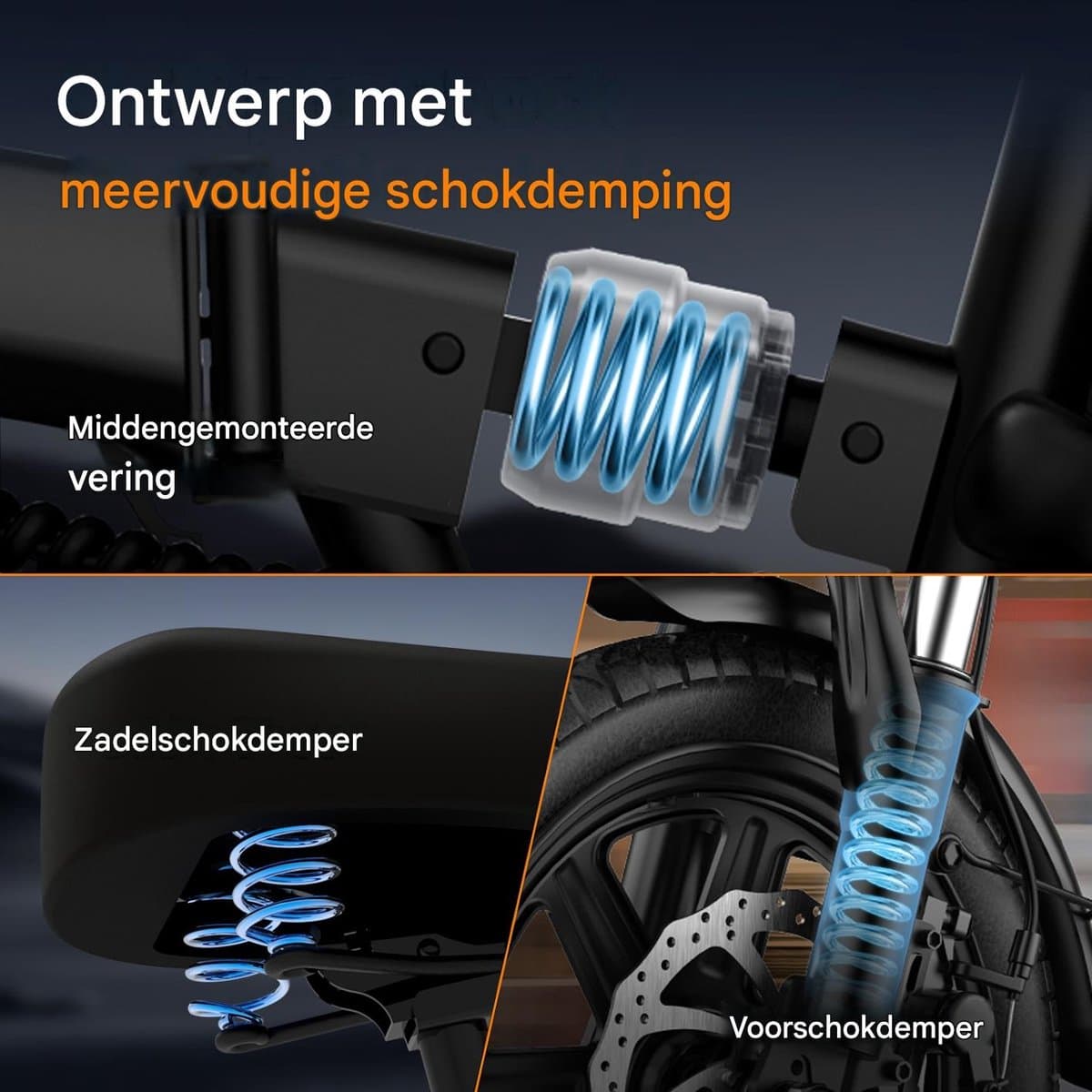 HillMiles Mile1 Elektrische Fiets - Motor 250W - Actieradius 60km - 14 Inch -25km/ - 36V/10.4Ah -vouwbaar E-bike -stads E-bikes & E-Nederland - Zwart thumbnail 3