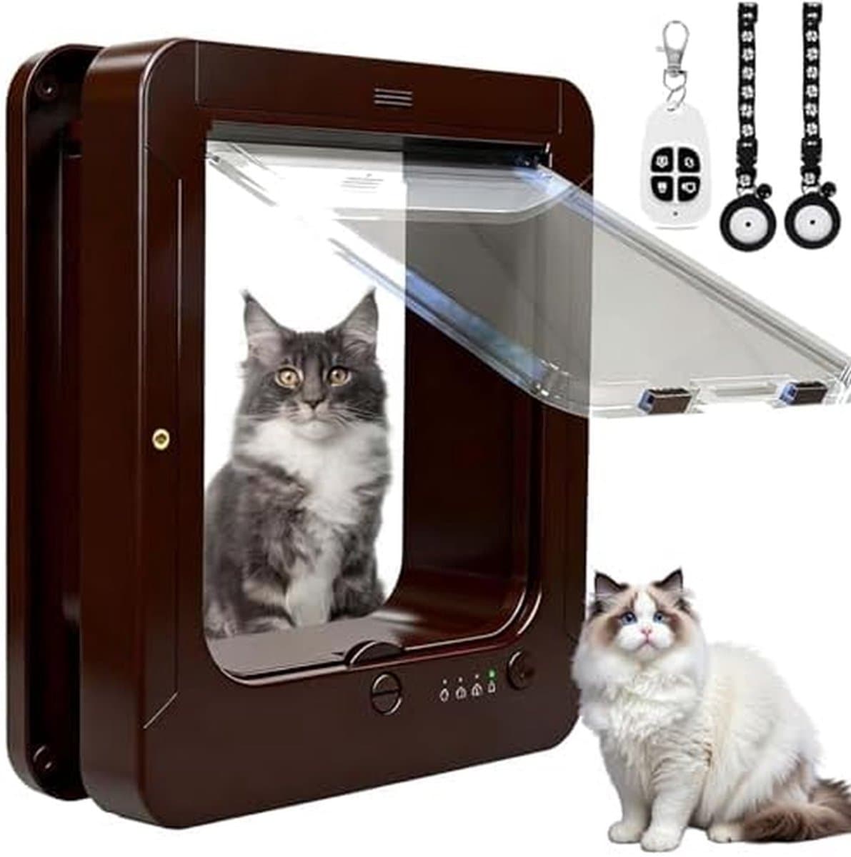 Huisdierluik - Kattenluik - Zelfstandige toegang - Microchip gestuurd - 39 x 25 cm - Rood