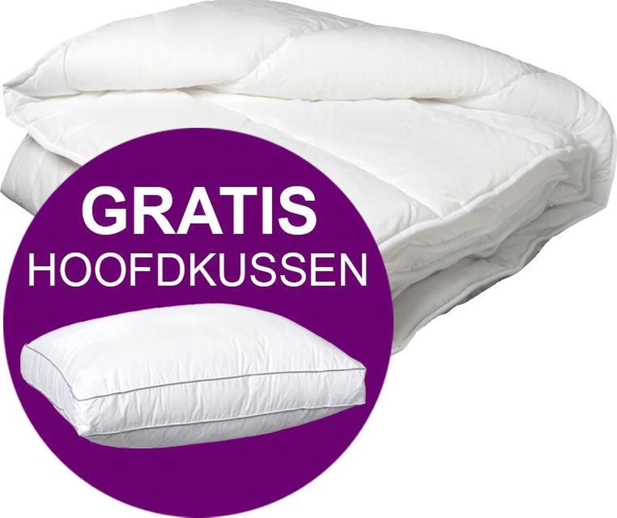 Dekbed (Winter & Herfst) + Hoofdkussen - Eenpersoons - 140x220 cm - Wit - Set