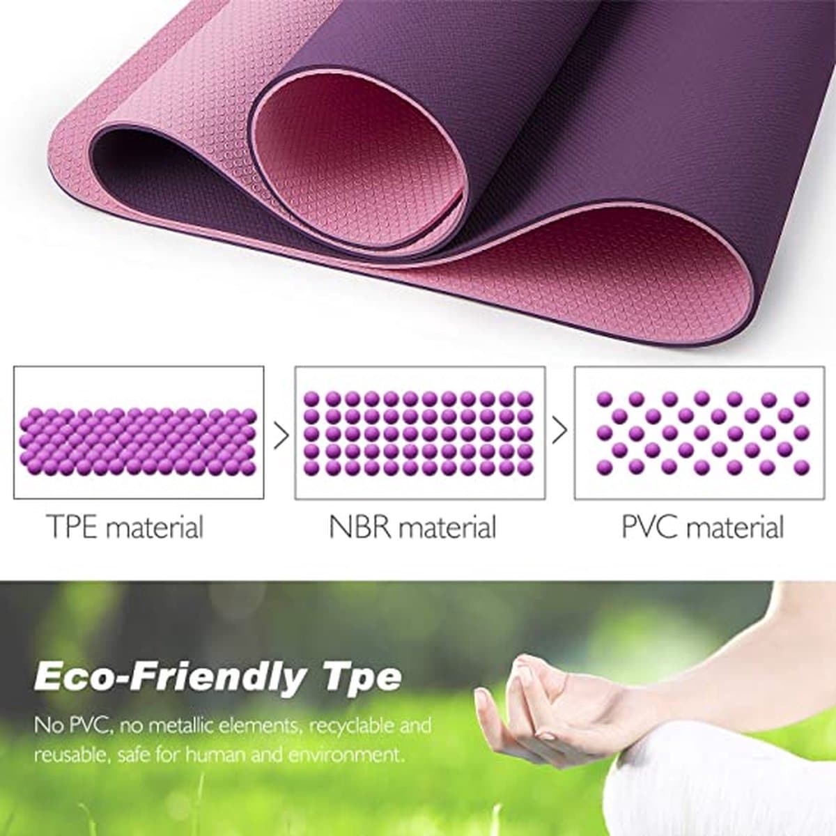 Bobbel Home - Premium Yoga mat - Anti slip -Extra dik - Inclusief Draagtas - Fitness - Pilates mat - Sport Mat - 183 x 60 cm - Roze thumbnail 3