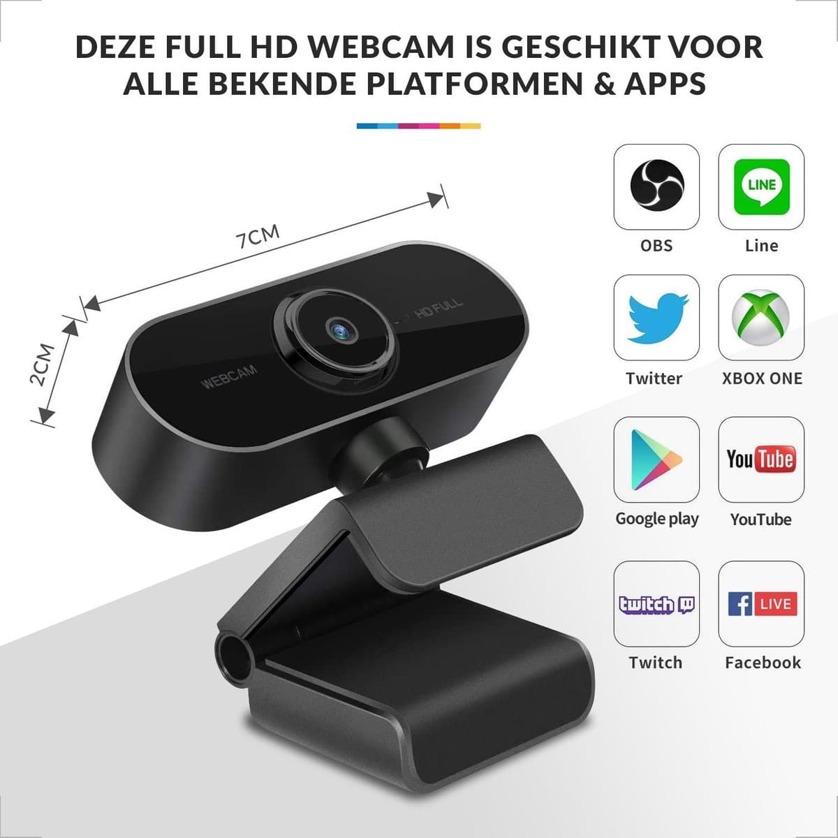YONO YONO Webcam 1080P Full HD met microfoon - zwart thumbnail 6
