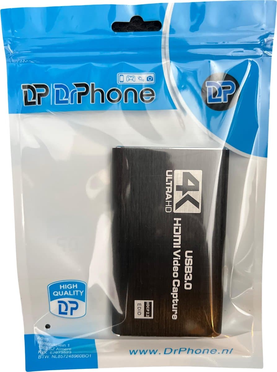 DrPhone HVC 4K HDMI Video Capture Card USB 3.0 – HDCP 2.2 - 1080P 60fps HD Recorder & Game Capture voor OBS en Live Streaming - Zwart thumbnail 5