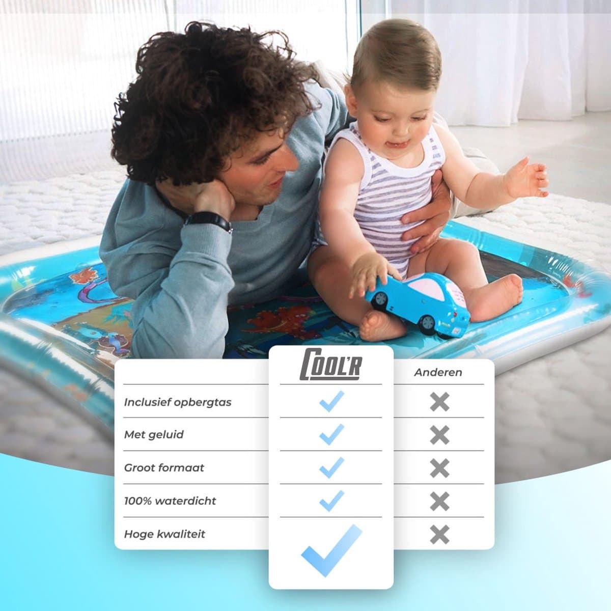 COOL'R® M Waterspeelmat - Met geluid - Speelmat - Kraamcadeau - Opblaasbaar baby water speelmat - Speelkleed - Water speelgoed - Baby speelgoed 0 jaar - Babygym - Kinder speelgoed - Tummy Time thumbnail 6