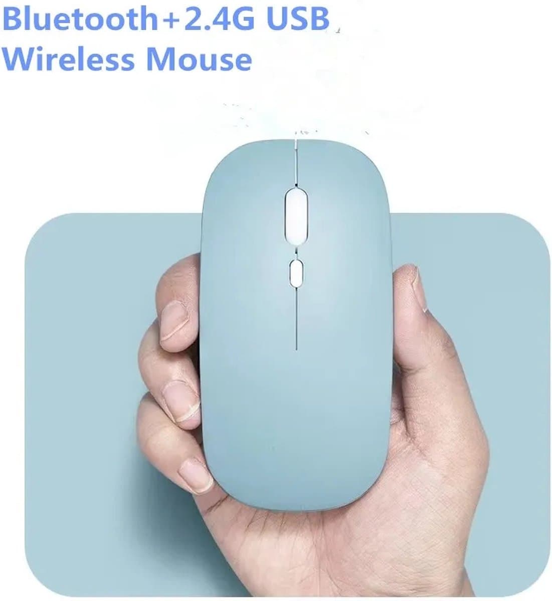 Draadloze oplaadbare geluidloze klik ergonomische bluetooth soft-touch muis (blue) thumbnail 3