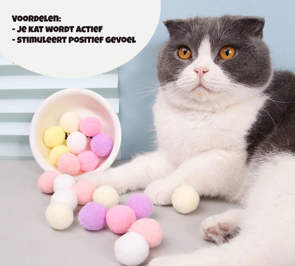 Katten balletjes (10 stuks) - Kattenspeelgoed – Kattenspeeltjes - Speelgoed voor Katten Balletjes – Kattenballetjes - Kat Speeltje bal | Diverse kleuren thumbnail 2