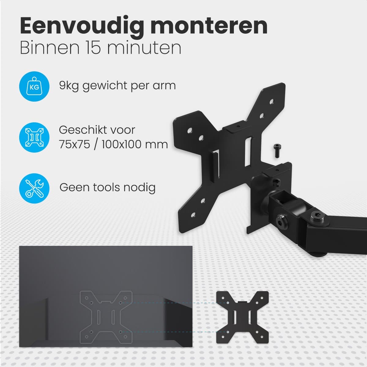 Auronic dubbele monitorarm voor 2 schermen thumbnail 4