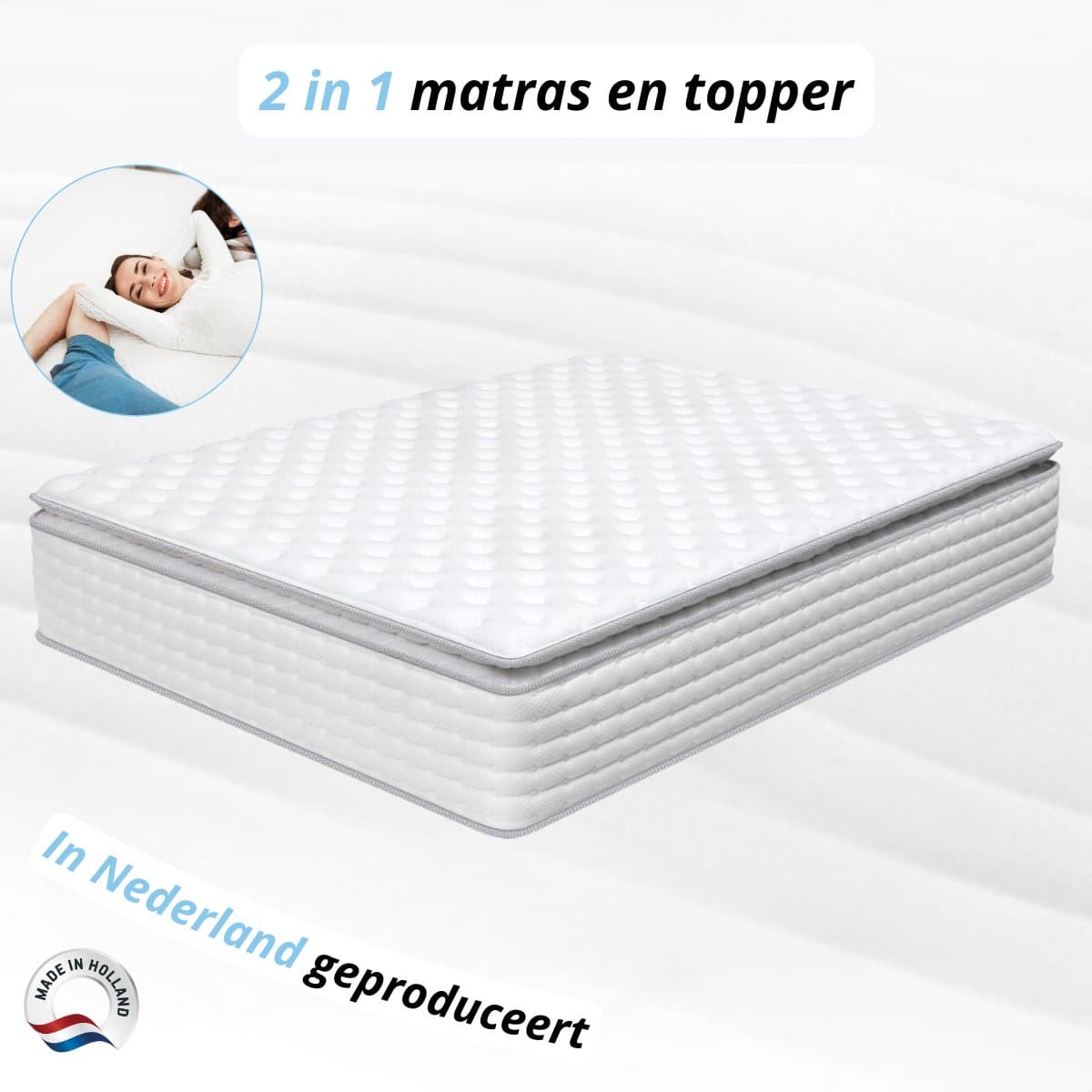 Matras 160 x 200 cm | 2-IN-1 Matras & Topper | 28cm dik | Koudschuim & Hybrid | Matras | 160x200 cm thumbnail 2