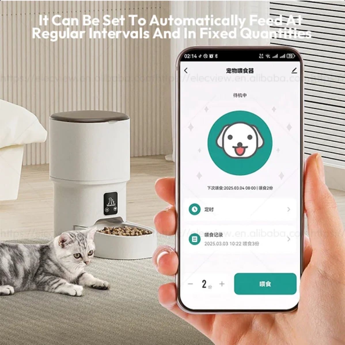 Smart volautomatische dieren voeder apparaat. Via Wifi met de Tuya app / smartlife en handmatig te bedienen. thumbnail 6