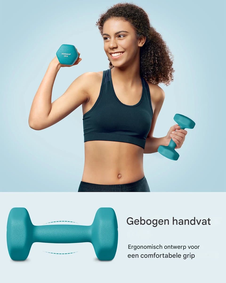 Jessi Store - Dumbbells - Dumbbells set - Dumbell - Dumbell set - Halterset - Halters - Set 12Kg - Met standaard - Neopreen thumbnail 6