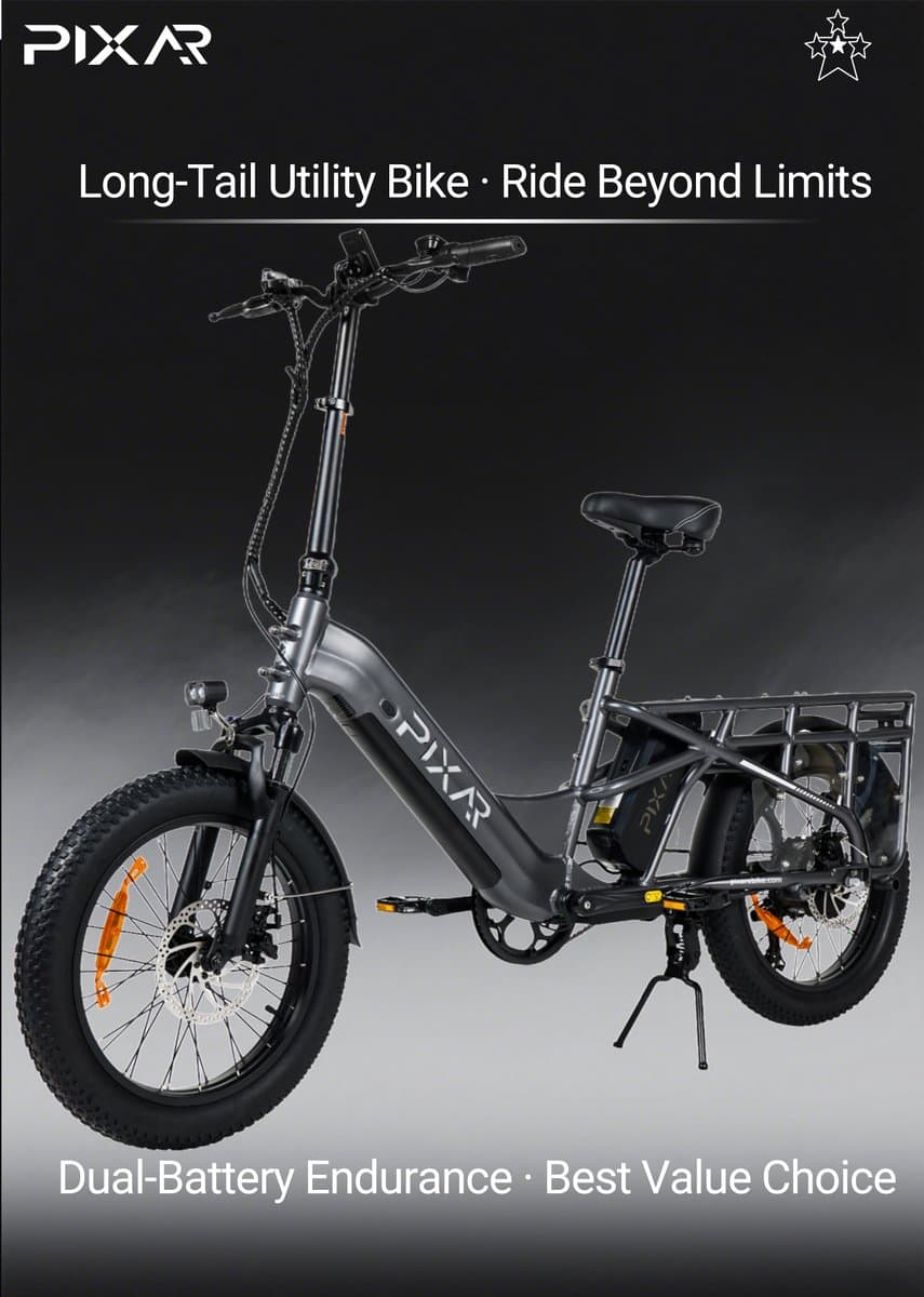 Pixar Plus7 Elektrische Fiets - 250 W Motor - 48V20,4Ah Accu- 20*3″ Dikke Banden - 90 km Maximaal Bereik - Shimano 7-versnellingen - Zwart thumbnail 7