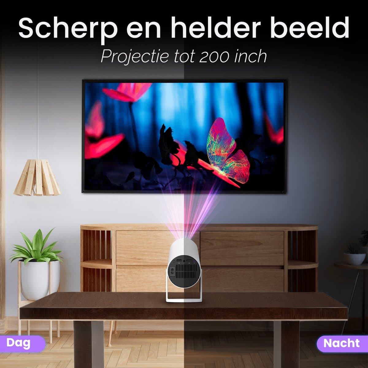 Chesto Mini Beamer Full HD Android 12.0 – 7.000 Lumen – Elektrische focus – Compact & Lichtgewicht – WiFi 6 - Bluetooth 5.4 - Streamen vanaf je telefoon met wifi thumbnail 6
