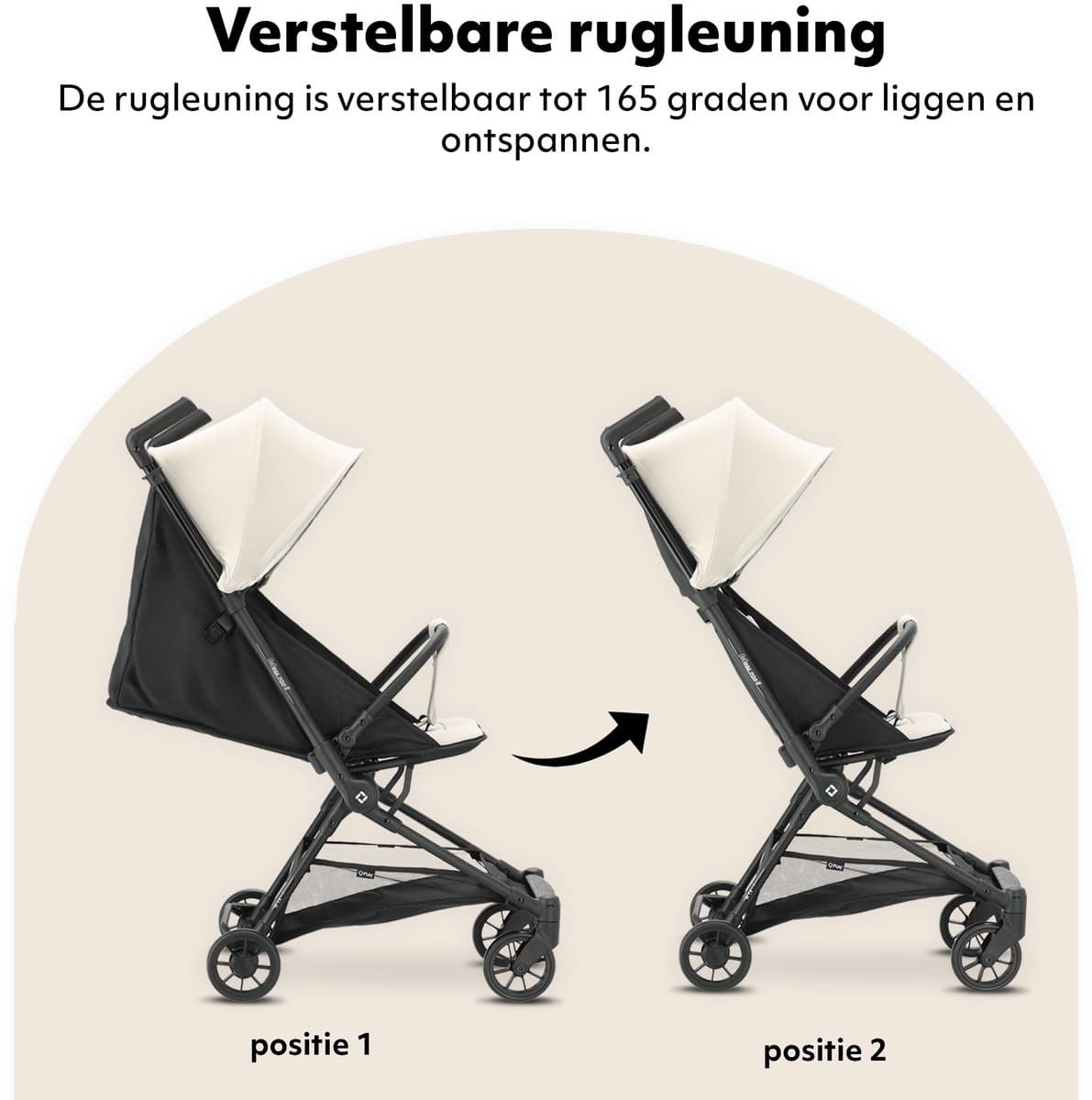 Qplay Mega Pro Buggy - Inklapbaar - Lichtgewicht Reisbuggy - Apricot thumbnail 2