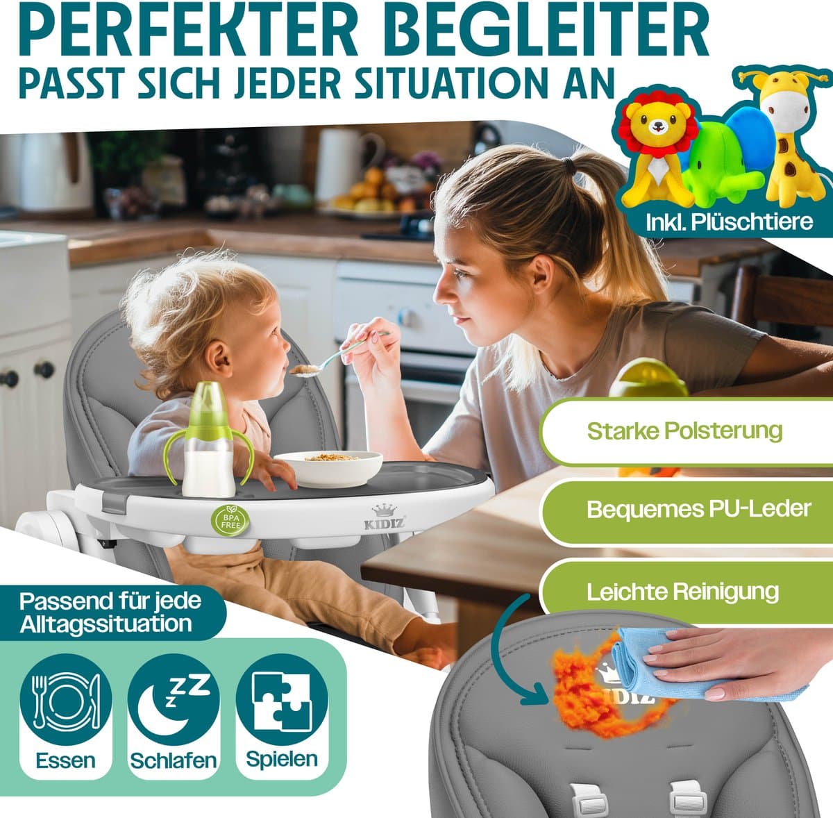 KIDIZ 3in1 kinderstoel: babystoel tot kinderstoel tot 6 jaar thumbnail 3