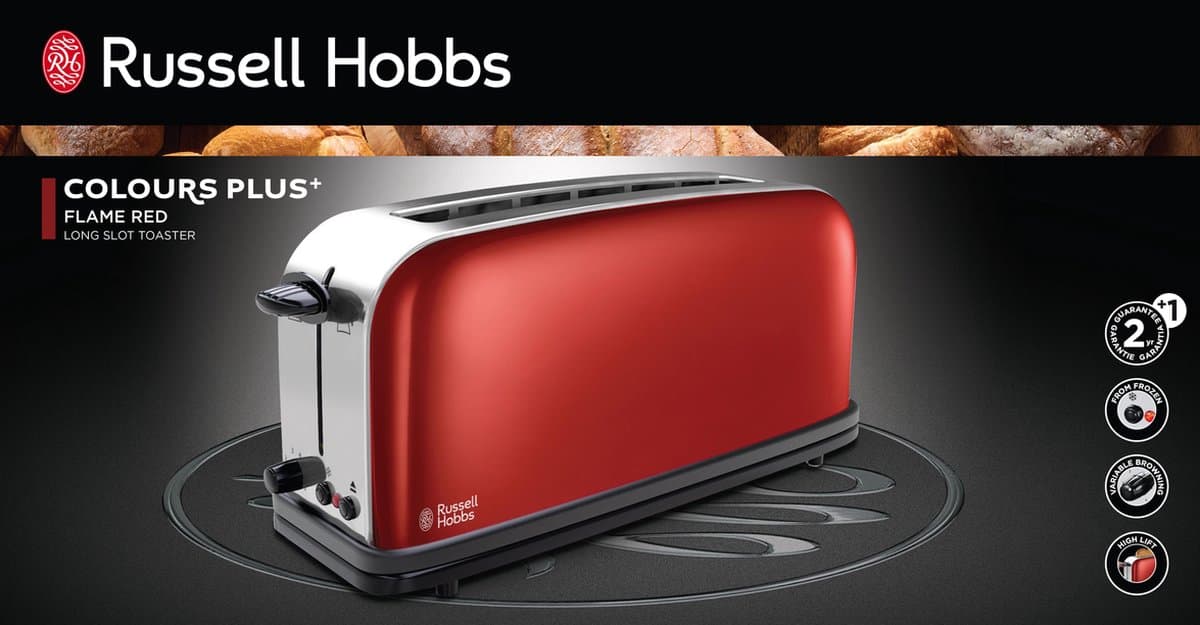 Russell Hobbs Colours Plus+ 21391-56 - Extra lange Broodrooster - Rood thumbnail 5
