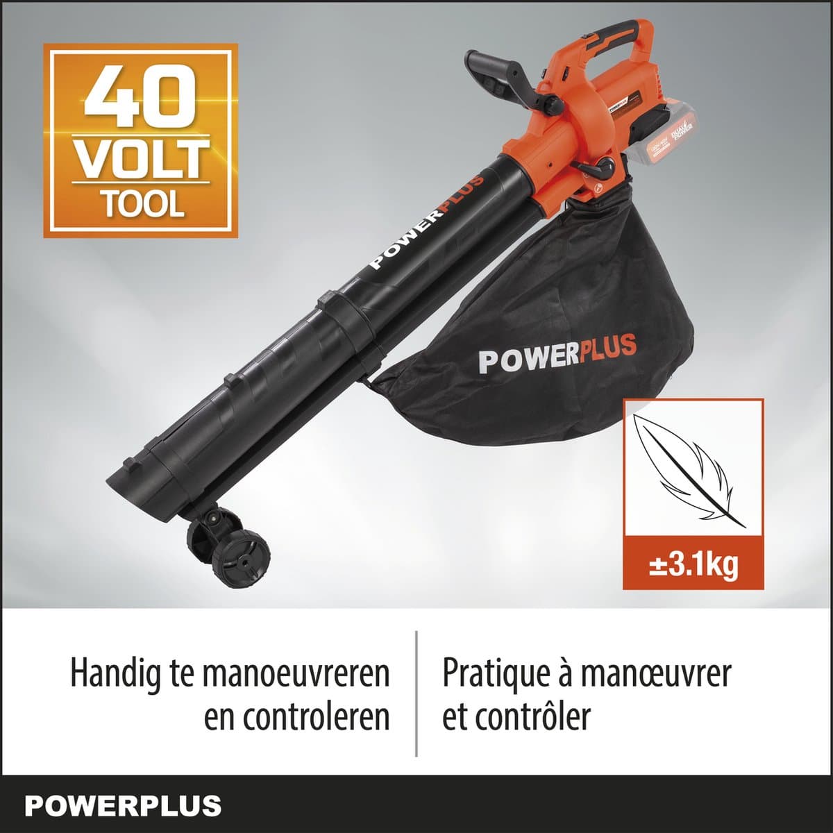 Dual Power Accu-bladblazer POWDPG75270 - Bladblazer op batterij van 40 V, 3-in-1: versnipperen, blazen en zuigen, maximale luchtsnelheid van 210 km/h, met 45 L opvangzak, zonder accu en lader thumbnail 4