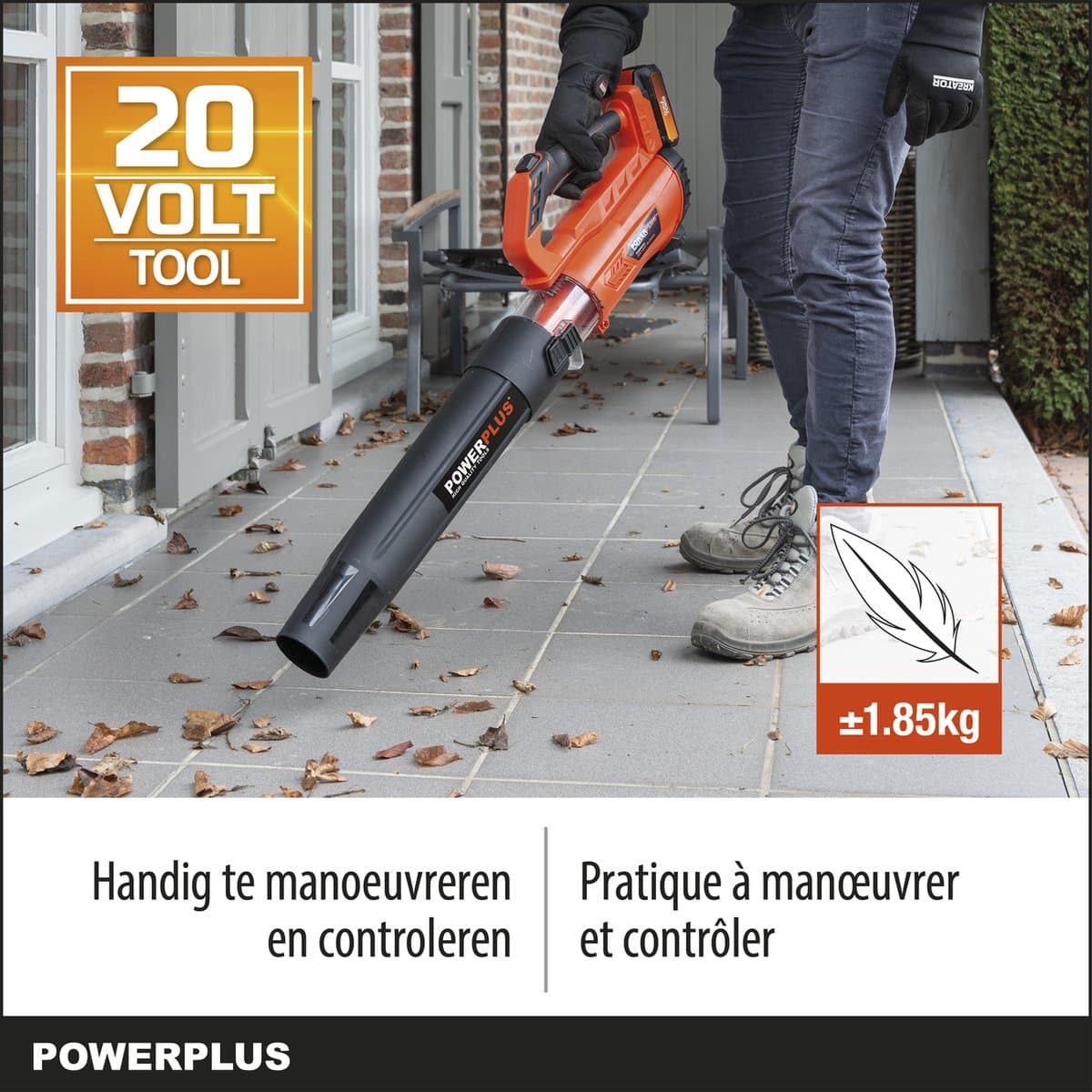 Dual Power Accu-bladblazer POWDPG7521 - Bladblazer op batterij van 20 V, bladzuiger, maximale luchtsnelheid van 145 km/h, tuingereedschap, zonder accu en lader thumbnail 4