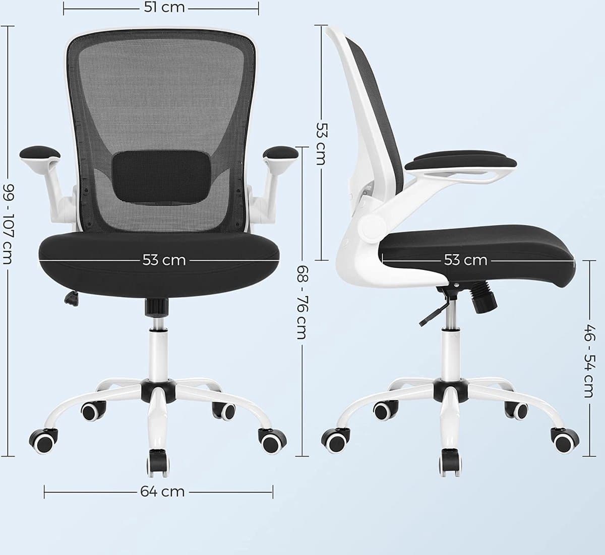 Ergonomische Bureaustoel - Compleet Verstelbaar - Inklapbare Armleuning - Zwart thumbnail 2