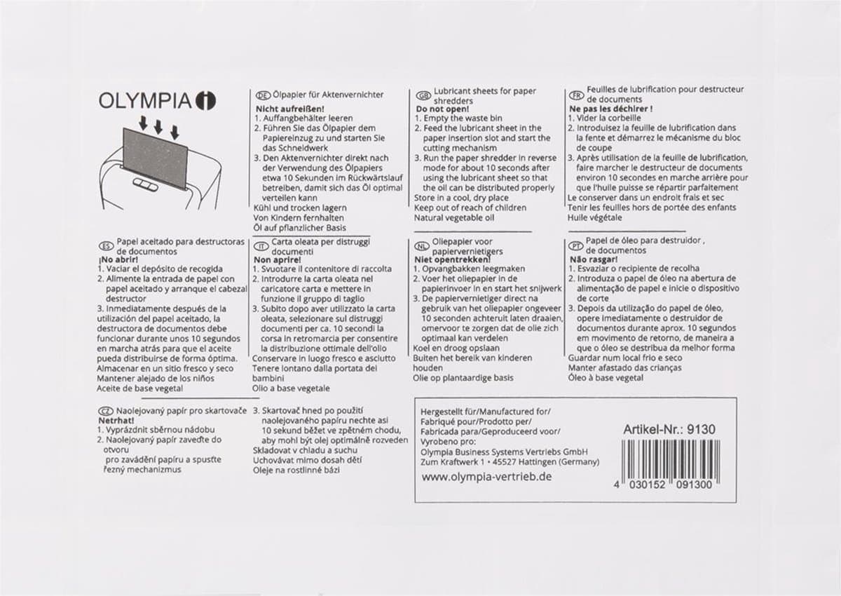 Olympia 9130 papierversnipperaaraccessoire Smeerolie 12 stuk(s) thumbnail 3