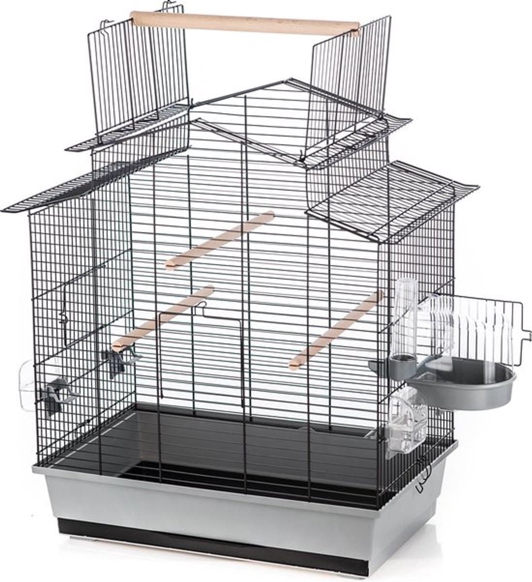 Vogelkooi iza Parkietenkooi 59x38x65cm zwart-grijs