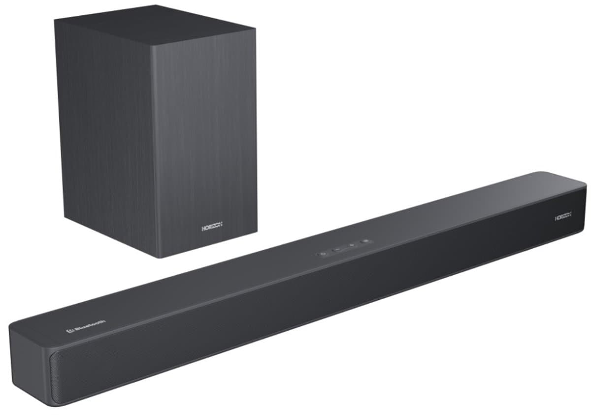 Horizon Soundbar met Subwoofer en Afstandsbediening voor TV - Werkt op alle TV's - Bluetooth - 2.1CH - 60W - Speaker - Antraciet