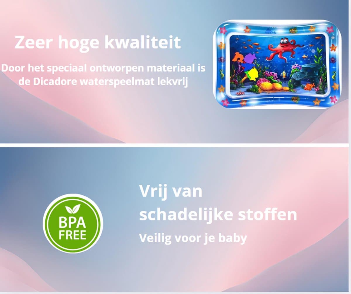Dicadore - Waterspeelmat Baby – Watermat – Speelkleed – Baby Speelgoed 0 Jaar - Opblaasbaar – Waterspeelgoed Baby - Kraamcadeau - Babyshower Cadeau - Octopus - Baby Speelgoed - Baby Speelmat thumbnail 5