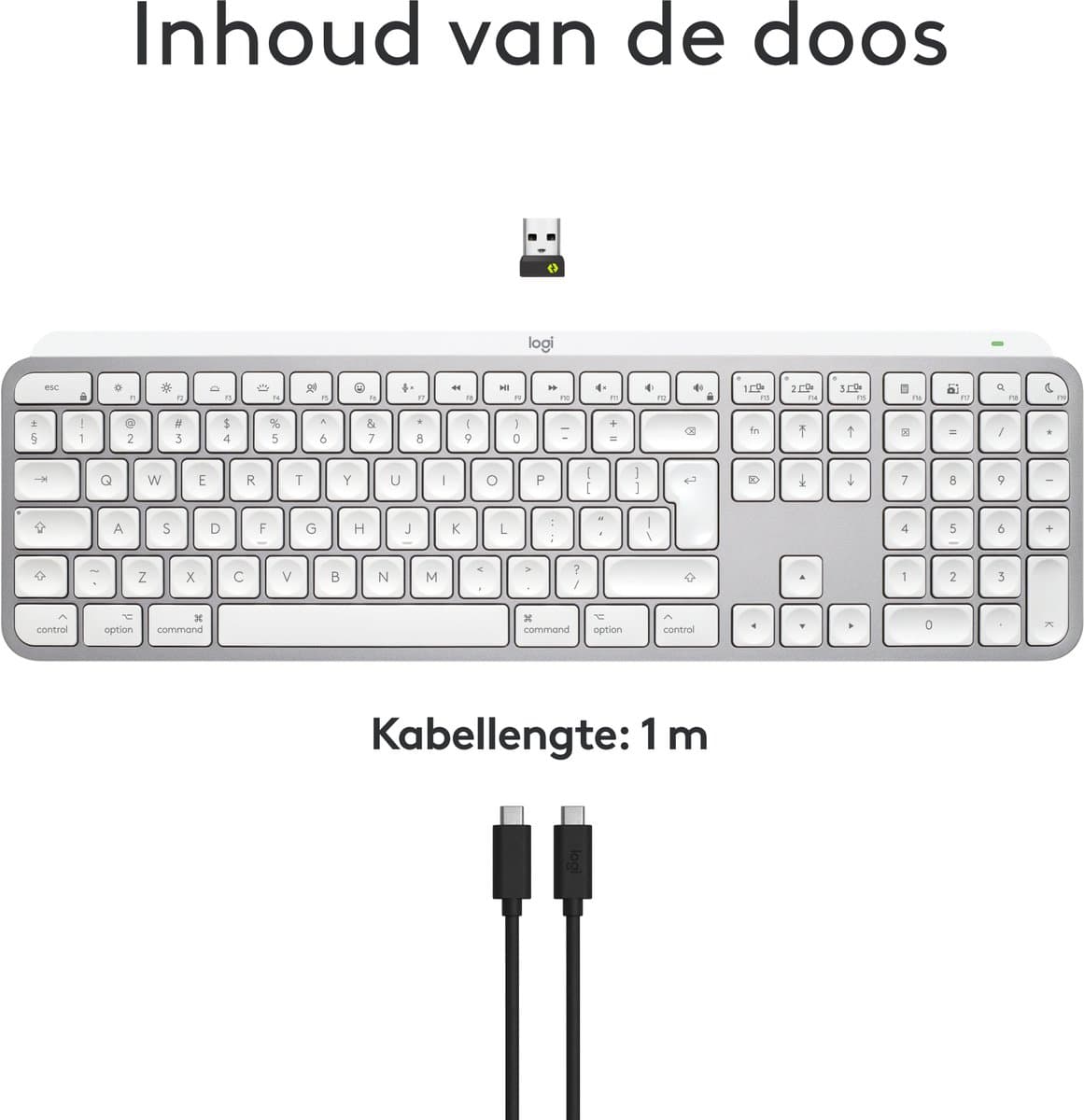 Logitech MX Keys S for Mac - Draadloos Toetsenbord - Bluetooth - Qwerty US INTL - Pale Grey thumbnail 7