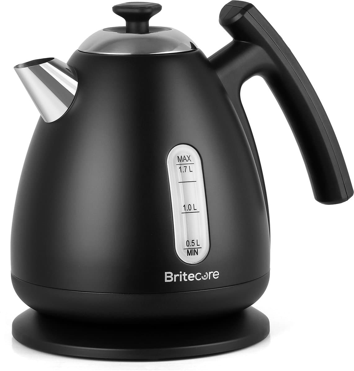 Waterkoker met Temperatuurregeling - Warmhoudfunctie - RVS - 1.7L - 40 tot 100°C - 2200W - Retro design - Zwart - Britecore